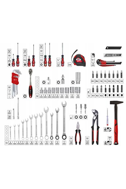 Einhell Trusă de scule E-CASE în cutie 80 EL. SET COMPLET DE CHEI ȘI CLEȘTI