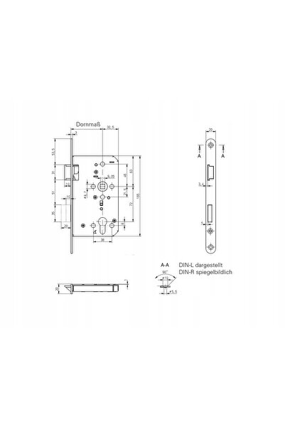 Yale Încuietoare frontală ZAMEK 20/235/9mm PZ 72/65 Dreapta GBS81 - SCHULTE