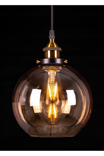 NO BRAND Lampă suspendată, glob de sticlă auriu-chihlimbar, E27, 25cm