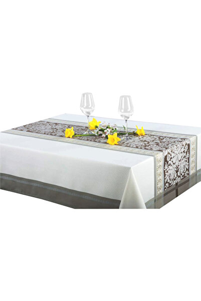 NO BRAND Fată de masă Nina, crem, rezistentă la pete, 350x140 cm, jacquard