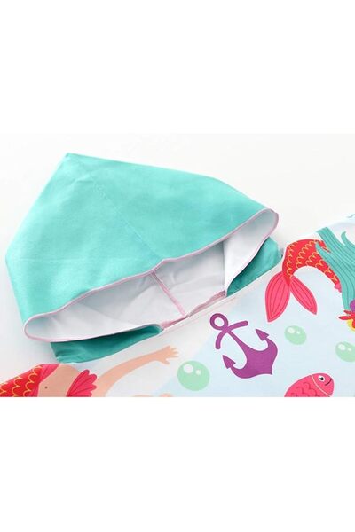 NO BRAND PROSOP Poncho pentru copii SIRENA MARE OCEAN COLORAT PÂNĂ LA 7 ANI