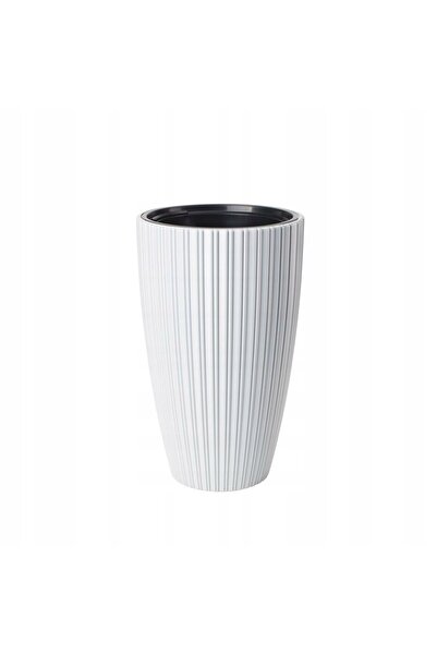 NO BRAND Ghiveci cu înveliș și inserție Slim, 30 cm, alb, Mika