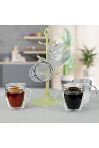 NO BRAND 6x CANĂ BODUM CU FOND DUBLE 340 ML, SUPORT PENTRU CĂNI, SET PREMIUM