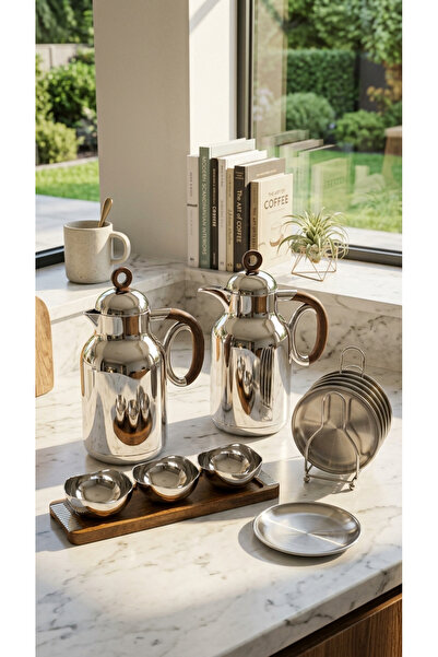 Generic Integrated Tea and Coffee Set + Tray with Nut Bowls + Plate Holder wi...