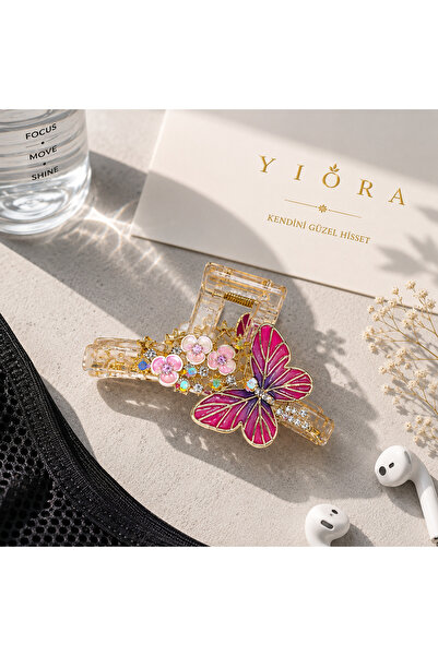 yiora Special Series Gold Metal and Crystal Stone Detailed Latch Buckle 8cm