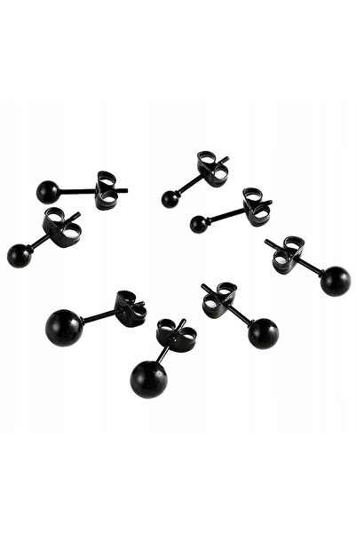 NO BRAND CERCEI CU BILUȚE NEGRE DIN OȚEL CHIRURGICAL, 4 perechi, 2, 3, 4, 5 mm