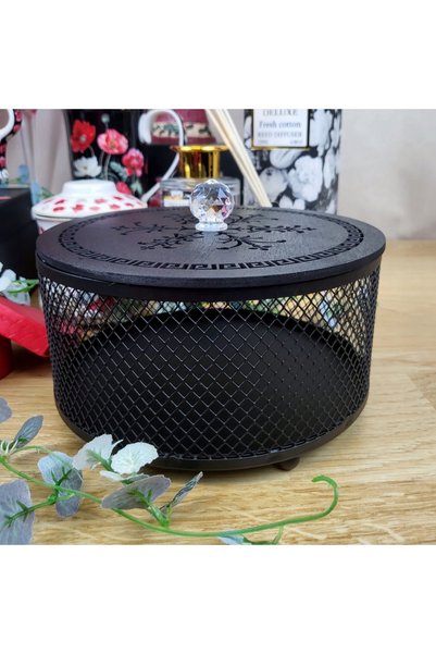 NO BRAND RECIPIENT DECORATIV NEGRU, AJURAT, CU CAPAC
