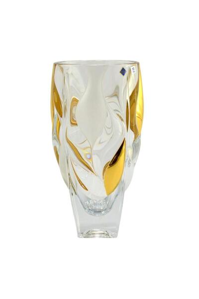 NO BRAND Vază de cristal 30cm Bambus Auriu