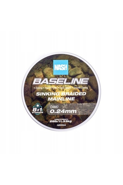 NO BRAND Nash Baseline Sinking Braid Camo 25lb 1200m Pletă