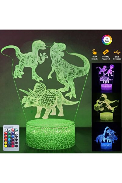NO BRAND Lampă LED 3D Dinozaur Triceratops T-Rex Color Pilot