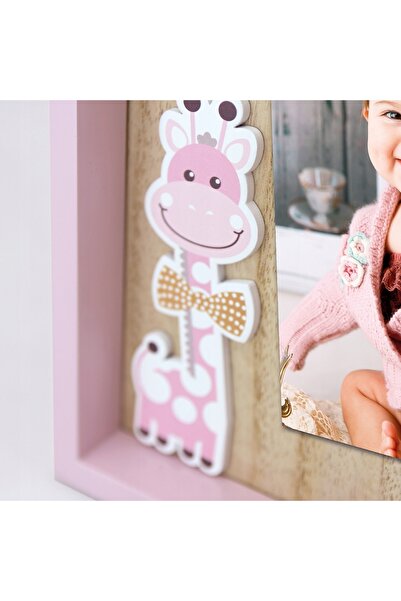 NO BRAND Rama pentru copii roz, pentru fotografie 10x15, cu girafă