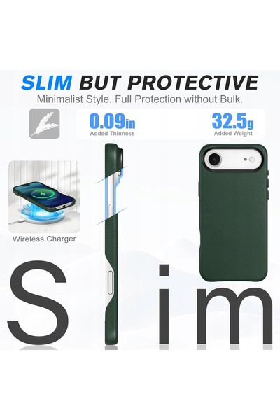 NO BRAND Husă spate Shieldon din PIELE NATURALĂ pentru Apple iPhone Air Magsa...