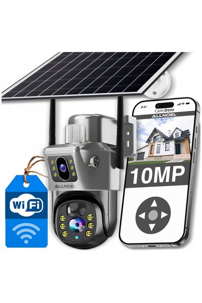 NO BRAND Cameră solară rotativă de exterior cu 2 lentile 10MPx WiFi fără fir