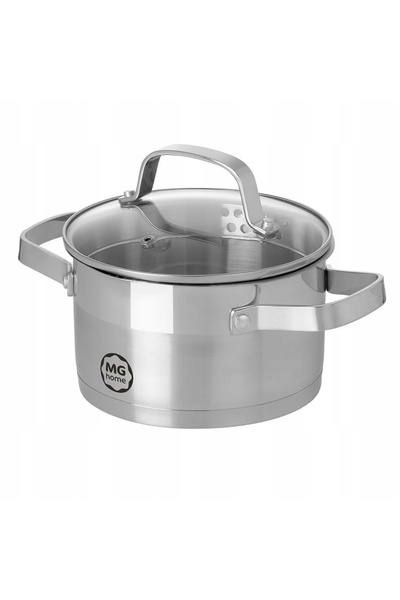 NO BRAND Oală 18cm 2,6L din oțel inoxidabil cu capac Professional MG Home