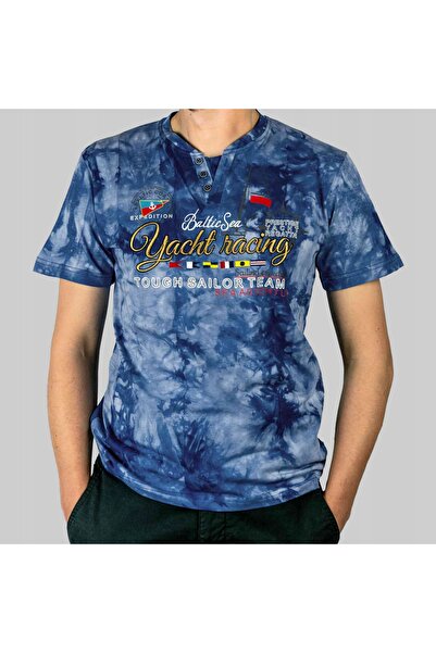 NO BRAND Tricou bărbați cu broderie DELICATE, din bumbac, CAPTAIN MIKE, albas...
