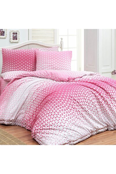 NO BRAND Lenjerie de pat din bumbac 220x200 Roz Milano triunghiular - calitat...