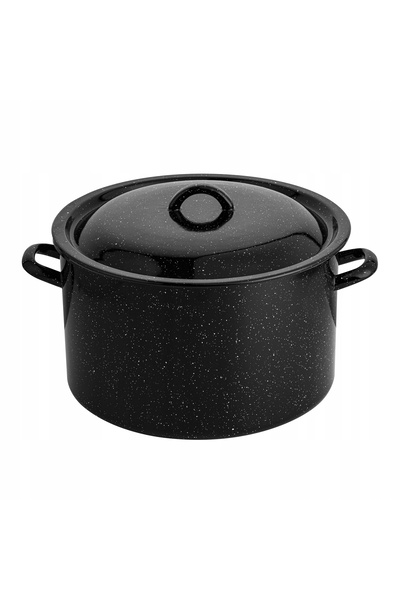 NO BRAND Oală emailată Emalia Pleszew 32cm 16L pentru borcane cu capac Negru