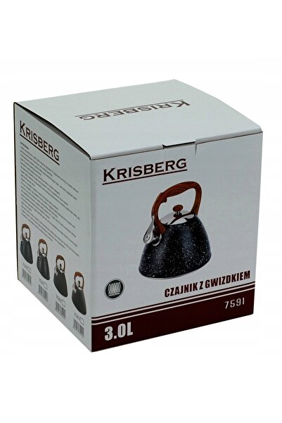 KRISBERG Ceainic tradițional de 3,0 l cu fluier, pentru aragaz cu gaz și plit...