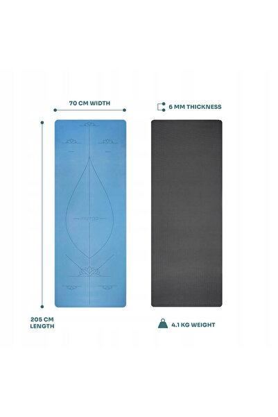 NO BRAND Saltea de yoga din cauciuc Myga - Alignment 6mm XL - albastru