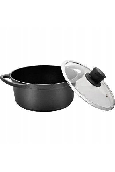 Maestro Oală cu capac, pentru inducție și gaz, 28cm, 6.4L, neagră, MR-4328