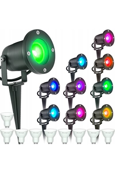 NO BRAND 9x Becuri LED RGB de exterior, tip spot, pentru iluminare sub copaci...