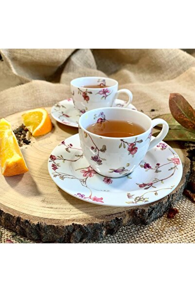 NO BRAND Set de 2 cești de cafea/ceai din porțelan cu farfurioare K3