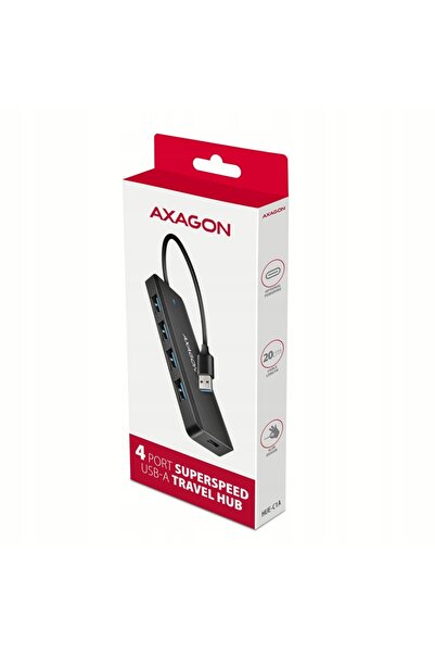 Axagon HUE-C1A Hub USB de călătorie cu 4 porturi, 5 Gbps, intrare de alimenta...
