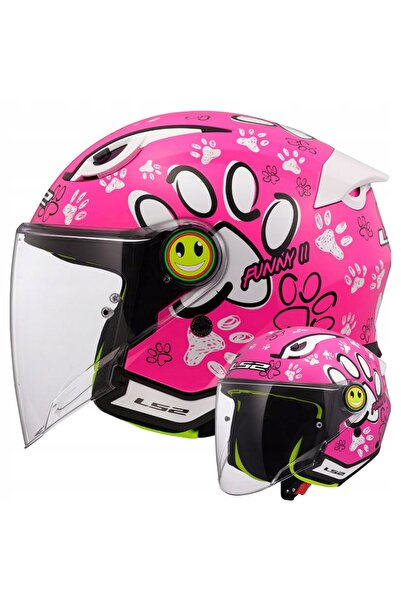 NO BRAND LS2 OF622 FUNNY II PAWS CASCA DE MOTOCICLETĂ PENTRU COPII ROZ mărime M