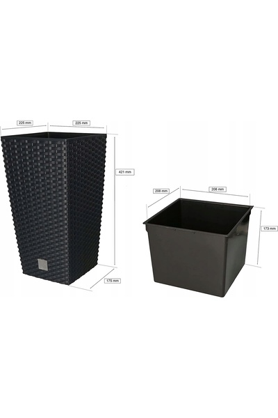 NO BRAND Jardinieră din ratan cu inserție, antracit, 421 mm