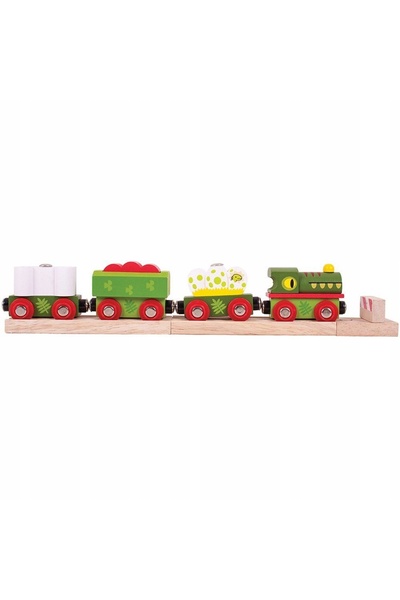 NO BRAND Locomotivă și vagoane de tren transportă Dinozauri din Bigjigs Rail.
