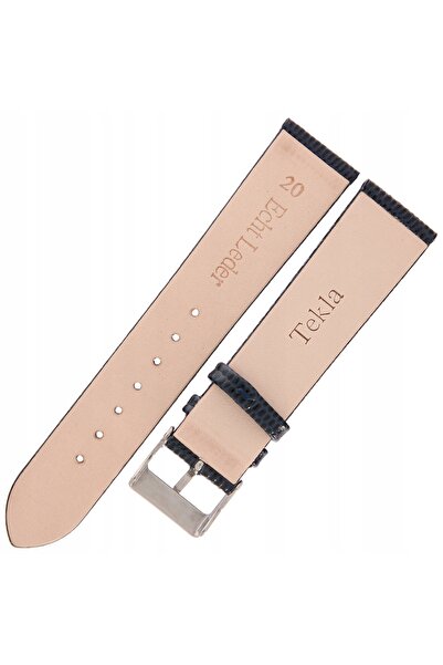NO BRAND TEKLA J4 - 20mm - Lizard - Bleumarin - Curea de ceas din piele