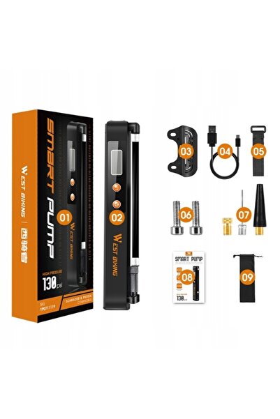 NO BRAND Pompă de bicicletă cu compresor fără fir și power bank 130 PSI WEST ...
