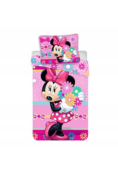 NO BRAND Lenjerie de pat din bumbac 140x200, față de pernă roz Minnie Mouse 5...