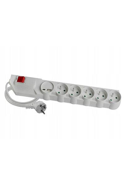 NO BRAND Prelungitor 5 prize Z/U cu protecție la supratensiune și buton de re...