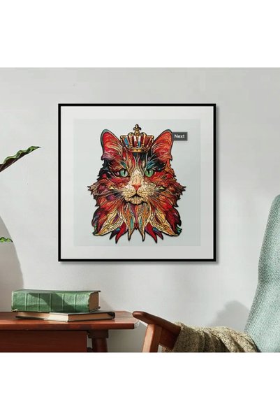 NO BRAND Cat King Puzzle 3D din lemn 200 piese