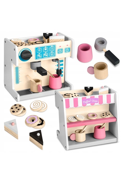 Ricokids EXPRES DE CAFEA DIN LEMN – CAFENEA – COFETĂRIE – CĂNI – JUCĂRIE 2 ÎN 1