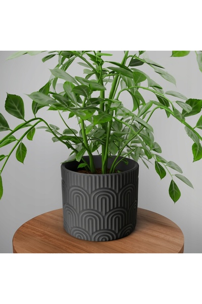 NO BRAND Ghiveci decorativ negru din plastic cu model elegant, pentru decor m...