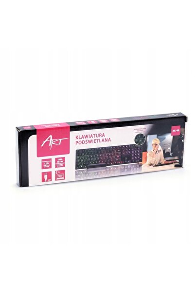 ART Tastatură USB A QWERTY cu fir, iluminată, AK-49, neagră