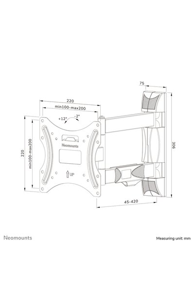 NO BRAND Suport de perete pentru ecrane wl40-550bl12 neomounts 35 kg negru VE...