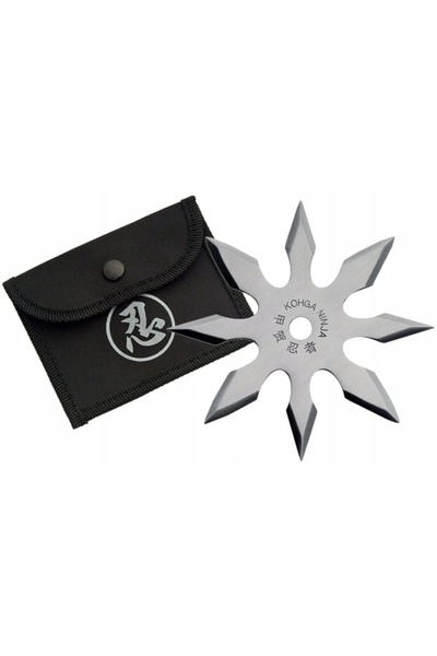 NO BRAND CUȚIT DE ARUNCAT SHURIKEN 8R SILVER, 4 BUCĂȚI, ETUI ORIGINAL
