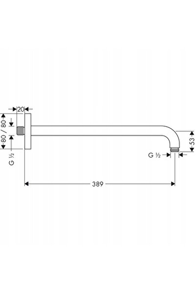 Hansgrohe Braț de duș E 38.9 cm montat pe perete cromat 27446000