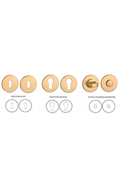 NO BRAND PREMIUM Rozeta APRILE R SLIM 7MM KG - auriu mat pe cheie