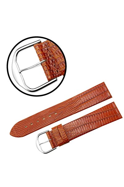 NO BRAND Curea REDA 22 mm, tip șarpe, maro, cu cataramă argintie