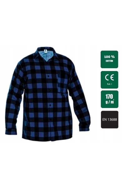 Stalco Cămașă de flanelă, echipament de lucru de protecție, albastru L
