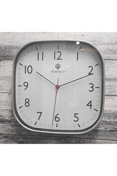 PERFECT Ceas de perete pătrat argintiu, cu cifre ușor de citit, FX-5803, 27,5 cm