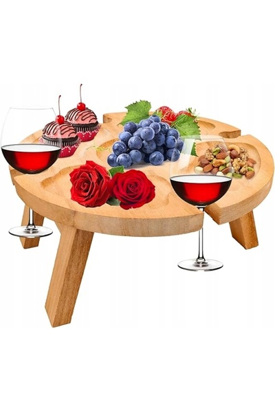 NO BRAND Masă de picnic pliabilă din lemn pentru vin, dim sum și călătorii