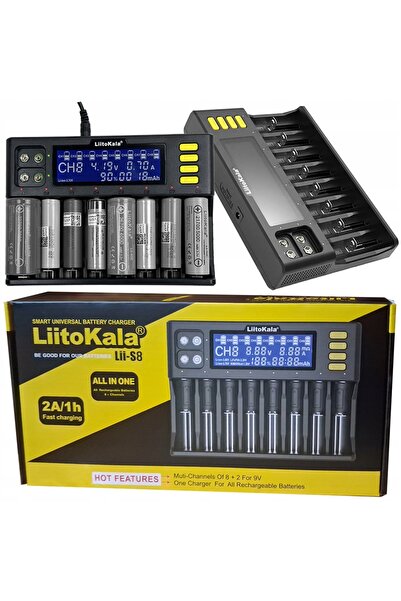 NO BRAND ÎNCĂRCĂTOR 8 baterii + 2x 9V AA AAA DC 12V/4A LCD Liitokala LII-S8
