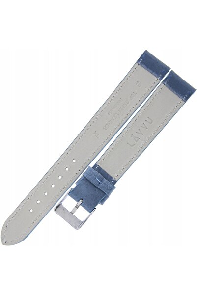 NO BRAND Curea de smartwatch din piele albastru-ciel 18 mm XXL LAVVU LSAXJ18
