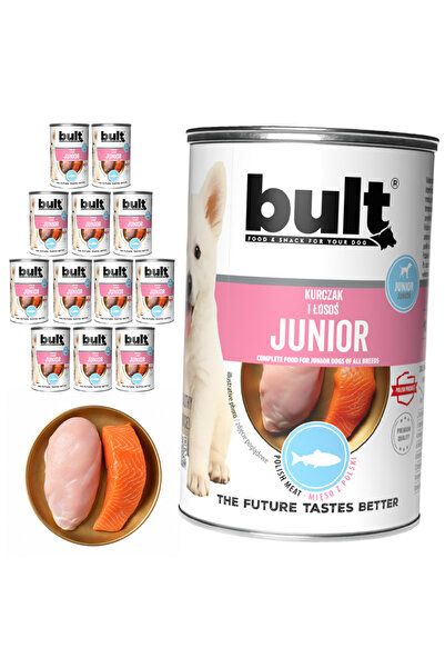 Bult Hrană umedă completă pentru căței Junior, cu Pui și Somon, 12x400g, la c...