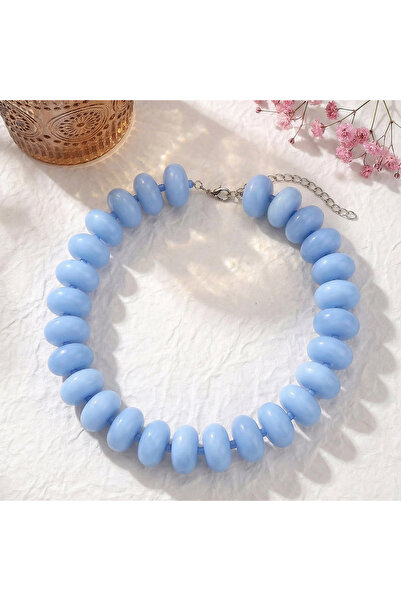 Choice8 Sky Blue 1pc Bohemian Fashion Casual Dopamine Acrylic Bead Necklace C...
